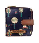 Funk For Hire Women Printed Dark Navy Blue Vegan Leather Square Wallet