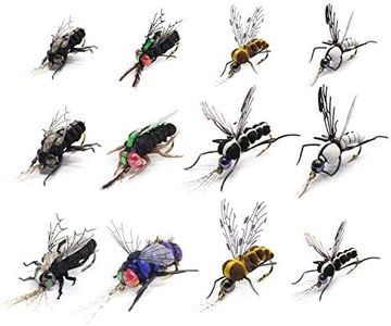 Realistic Fly Fishing Flies Set Dry Mosquito Bottle Flies Steelhead Rainbow Trout Handmade Fishing Lure kit Flyfishing (Realistic Mosquito & Bottle Fly Set of 12 Flies)