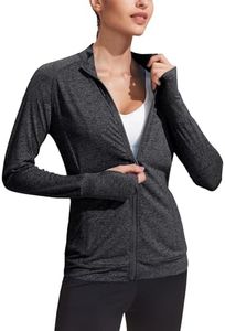PINSPARK Lightweight Workout Jacket for Women Full Zip Slim Fit Athletic Running Jacket with Thumb Holes Zipper Pockets
