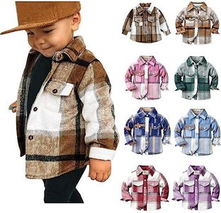 Kids Toddler Flannel Shirt Jacket Plaid Long Sleeve Lapel Button Down Shacket Baby Boys Girls Fall Shirt Coat Outwear
