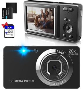 4K Digital Camera,Nolansend 4K 56MP Autofocus Vlogging Camera with 32G Memory Card 20X Digital Zoom,Powerful Cameras for Photography with 2 Batteries for Teens,Kids,Beginners