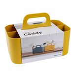 BLUE GINKGO Multipurpose Caddy Organizer - Stackable Plastic Caddy with Handle | Desk, Makeup, Dorm Caddy, Classroom Art Organizers (Made in Korea) - Yellow