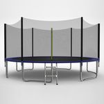 GALACTICA 14FT Round Trampoline Set Outdoor Garden Safety Net Enclosure Spring Jump Mat Padding Ladder GT-TS-04 Blue