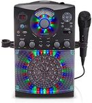 Singing Machine SML385UBK Bluetooth Karaoke System with LED Disco Lights, CD+G, USB and Microphone - Black