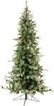 Fraser Hill Farm 9-Ft Unlit Buffalo Fir Green Slim Artificial Christmas Tree | Realistic Foliage | Lightly Flocked with Pinecones PVC | Stand Included | FFBF090-5SN