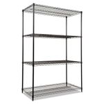 Alera ALE Industrial Heavy-Duty Wire Shelving Starter Kit, 4-Shelf, 48w x 24d x 72h, Black, Alloy Steel