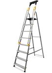 Drabest PRO SERIES LADDERS 8-Step Aluminum Household Ladder with Handrails 150 KG - - Aluminum Step Ladder – Ladders Multi Purpose – Folding Foldable Step Ladder – Aluminium Ladders – 52 x 239 x 12 cm