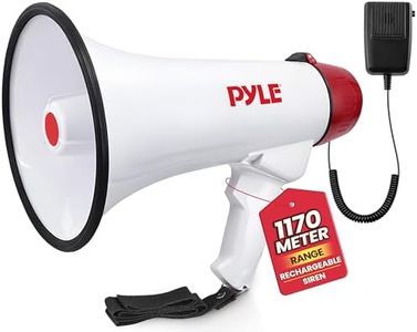 Pyle 40 Watt Professional Megaphone Clear Sound & Ergonomic Grip - Multi-Function with Talk, Siren, Volume Control - Detachable Handheld Mic - Indoor & Outdoor Sports, Emergency Response