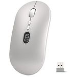 MAGIC-REFINER Bluetooth Wireless Computer Mouse for Laptop with Battery Level Visible, 2.4G Portable Ultra Slim USB Mouse, Silent/Soundless Click Laptop Mouse 1600 DPI for PC/Windows/Mac(Silver)