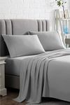 American Home Collection California King Sheet Set - 16-Inch Deep Pocket - Ultra Soft Microfiber Bed Sheets - Breathable, Wrinkle Free - 4 Piece Bedding Sheets & Pillowcases Set (Cal King, Light Grey)