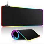 Gaming/Home/Office use RGB Mouse Pad, XXL 800x300x4 mm, LED lights Desk Mat,1.8m USB cable, 7 Color Light Modes, Anti-Slip Rubber Base, Soft Keyboard Mice Mat for MacBook, PC, Laptop, Desk – Black