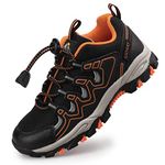 UOVO Boys Trainers Kids Walking Shoes Low-Top Sneakers Children Waterproof Trekking Hiking Footwear Running Shoes Black Orange Size 2.5 UK