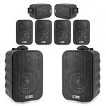 Power Dynamics 8x Black 3 inch Speakers Weatherproof Outdoor Garden Terrace Shop Installation 100V