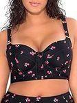 Smart & Sexy Women's Plus-Size Long Lined Underwire Bikini Top, Sweet Cherry, 38DDD