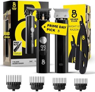 The Beard Club Professional T-Blade Beard Trimmer for Men with Straight Razor - Barber Electric Shaver & Hair Clippers for Men – Zero Gapped Cordless Hair Trimmer & Edger, Line Up Grooming Kit