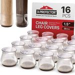 16 PCS Chair Leg Floor Protectors with Felt Pads X-Protector - 1.2" - 2" - Furniture Pads for Hardwood Floors - Clear Chair Pads - Floor Protectors for Chairs - Brown Chair Leg Covers - Protect Floors