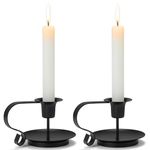 Taper Candle Holders, 2 Count Candlestick Holders, Black Decorative Tabletop Candle Holder