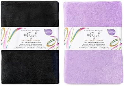 New (2 Pack) Curly Girl, Curly Hair Plopping Towel, Large Microfiber 22" x 39", Super Absorbent (Black/Lavender)
