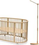 Lanttoe Wooden Floor-Standing Crib Mobile Arm Pro 61 Inches for Baby Nursery-Movable Baby Mobile Hanger with Strong Anti-Dumping Attachment-100% Natural Beech Wood-Thicker Wooden Pole-UpgradeThickened