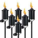 6Pack Metal Citronella Torches Outdoor, DIKAIDA 16 oz Upgraded Table Top Torches for Outside with Wicks and Caps, 60In Garden Décor Torches Canister, Torches Outdoor Decorative for Yard Patio Deck