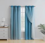 GoodGram Basic Elegance 2 Pack Double Layered Hotel Chic Sheer Light Defusing Curtains - Assorted Colors & Sizes (Turquoise, 84 in. Long)