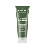 ManCave Olivestone Face Scrub 100ml, Exfoliates & Smoothes, Fight dullness and dead-skin build up, Natural effective smoothing exfoliants using Olive Stone Particles, Vegan, Made in England