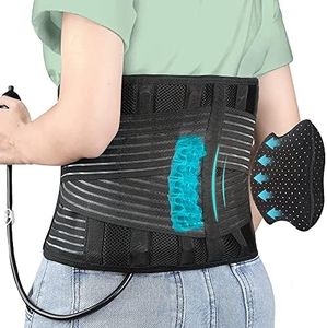 DARLIS Plus Size 4XL/5XL Back Brace with Inflatable Lumbar Pad - Extra Support More Effectively Relieve Lower Back Pain - Lumbar Support Belt for Big, Tall, Heavy Overweight Women, Men (Fit 56"- 61")