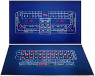 BALIKEN WaLiken 36"x72"Double Sided Casino Roulette and Craps Tabletop Felt Layout Mat - Perfect for Casino Game Night (Blue)