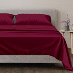 Mayfair Linen 100% Egyptian Cotton Sheets Full Size - 600 Thread Count Sheets 4 PC 16" Deep Pocket Full Size Sheets Set, High Thread Count Soft Cooling Sateen Weave Hotel Luxury Sheets Set - Burgundy