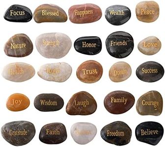 Jucoan 25 Pack Engraved Inspirational Stones, 1-2 Inch Different Words Encouragement Stones, Prayer Stones Zen Stone Motivational Gifts Stones for Friends Family Christmas Thanksgiving