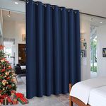 RYB HOME Room Divider Curtains 100 inch Width Blackout Curtains for Space Separator Bedroom Patio Sliding Glass Door Dining Cafe Bar Family Room Kids Nursery, W 100 x L 84 inch, Navy