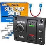 Bilge Pump Switch 3 Way with Panel and 12v LED Lights and Rocker Bilge Switch with Manual and Automatic for Auto Bilge Pump Float Switch Marine Grade for Boats