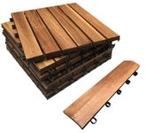 Click-Deck Hardwood Decking Tiles & Straight Edges Combination - Patio, Balcony, Roof Terrace, Hot Tub Deck Tiles Flooring Decking (72x Tiles and 16x Straight Edges)