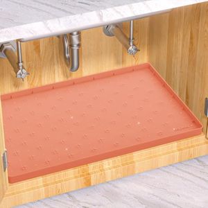 Sdpeia Under Sink Mat for [22" x 22"] Cabinet, Upgraded Silicone Waterproof Mat Kitchen Cabinet Liner Cabinet Protector Kitchen Organizers and Storage