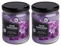 Odor Eliminating Highly Fragranced Candle - 2 Pack Eliminates 95% of Pet, Smoke, Food, and Other Smells Quickly - Up to 80 Hour Burn time - 12 Ounce Premium Soy Blend (Lilac Blossom)