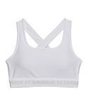 Under Armour womens Crossback Mid Impact Sports Bra , White (100)/Halo Gray , X-Large