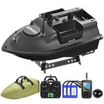 Bilbear 500M GPS 3 Hoppers Fishing Bait Boat Carp Fishing Bait Boat Carp Hook Post Boat,LCD Fishfinders With Sonar Sensor,Handbag,Spare Batteries (Black Boat Set)