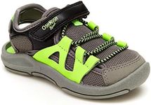 OshKosh B'Gosh Boy's Yoony Sport Sandal, Grey/Lime, 6 Toddler