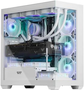 darkFlash ATX Mid-Tower PC Case, Pre-Install 4 PWM ARGB Fans Computer Case, Full View Dual Tempered Glass Gaming PC Case, Type C Port, Supports up to 360mm Water Cooling Radiator,White(DS900)