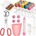 Cake Pop Kit,404 Pcs Lollipop Cake Pop Maker Set with Cake Pop Stand,Cake Pop Sticks and Wrappers,Decorating Pen, 4 Piping Tips,Measuring Cup,Meat Baller with Handles,Twist Ties