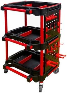 Car Detailing Cart with Wheels,3 Tier Car Wash Detail Trolley with Side Hanging Plate & Hooks,for Mechanics & Detailers During Repairs Car Wash/Wax Mobile Utility Cart