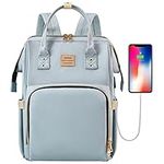 VSNOON Laptop Backpack for Women,15.6 Inch Stylish Backpack Wide Open, Travel Backpack with USB Charging Port, Casual Backpack Travel Business Work Bag Computer Bag for Men, Light Blue