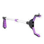 Rirether Grabber Reacher Tool, Foldable Reacher Grabber with Magnetic Tip and Hook,Wide Jaw and Rotating Gripper, Aluminum Alloy Lightweight 32" Trash Picker Grabber(Purple)