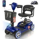 DECOMIL Portable Mobility Scooter for Seniors, Foldable Electric Powered, 300 LBS Capacity, Medical Travel for Adults, 4 Wheels, Lightweight (85 lbs) (Blue)