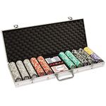 Brybelly 14 Gram 500 Count Poker Set - Ace Casino - 14G Clay Composite Chips with Aluminum Case, Playing Cards, Dealer Button for Poker, Texas Hold'em, Blackjack, Casino Games at Home