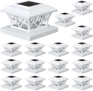 APONUO 4x4 Solar Post Cap Lights 16 Pack - 6x6 Post Cap Solar Light, 2-Mode, IP64 Waterproof, Post Lights Solar Powered for 4x4 5x5 6x6 Wood/Vinyl Posts, White