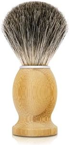 KIKC Hand Crafted Pure Badger Shaving Brush for Wet Shave, Comfortable Bamboo Handle, Soft Bristle, Best Gift for Bearded Man