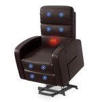 FLEXISPOT XL3 Recliner Armchair Riser and Recliner Chairs Electric Recliner Chairs for Room Massage and Heating Fuction Leather Reclinert Chair Brown