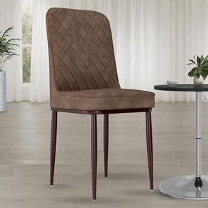 PlankIt Jewel Premium Velvet Dining Chair with Strong Metal Legs, Cushioned Seat, Chair for Dining, Living Room, Bedroom & Balcony (Brown)
