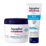 Aquaphor Baby Skin Care Set - Fragrance Free, Prevents, Soothes & Treats Diaper Rash - Includes 14 oz. Jar of Advanced Healing Ointment & 3.5 oz Tube of Diaper Rash Cream